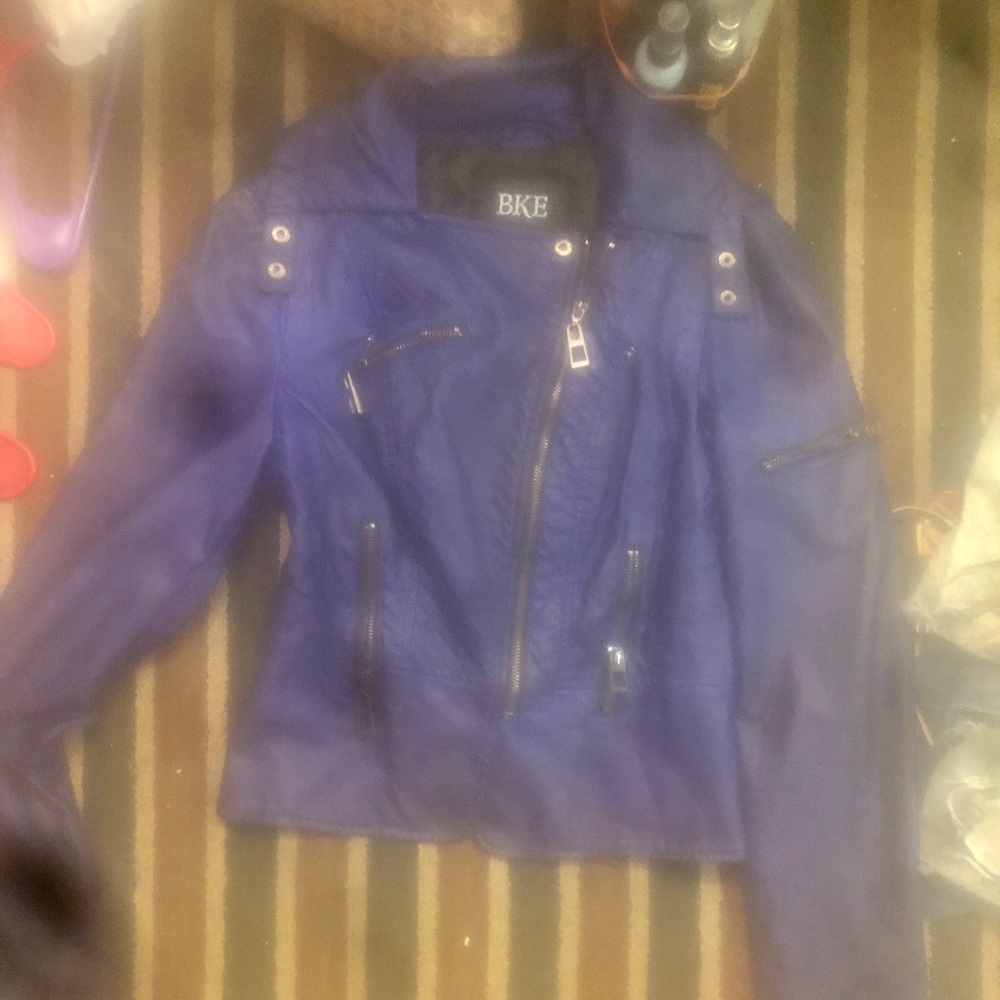Blue blue leather jacket